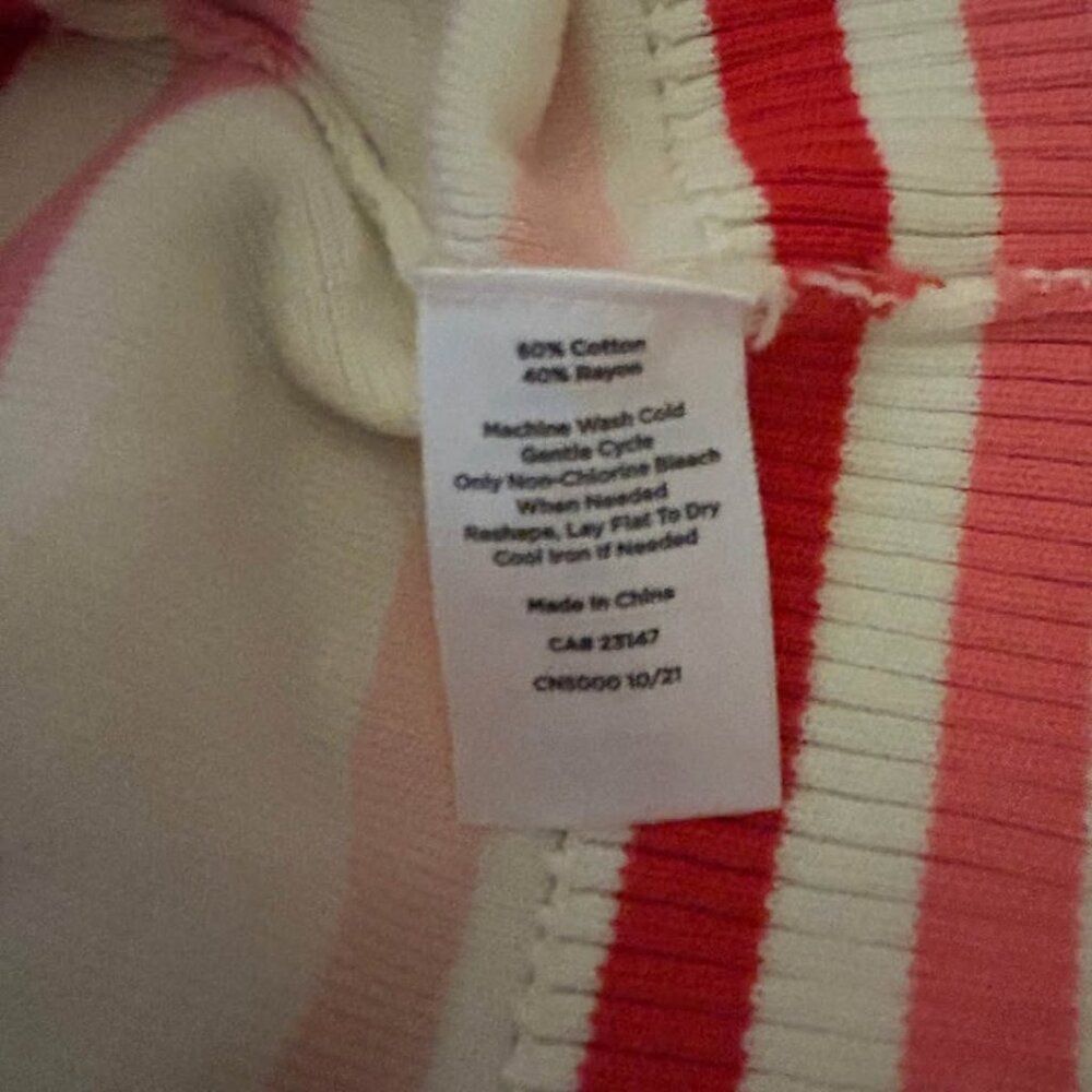 Talbots elbow sleeve pink and ivory stripe sweater top woman's size XLP - Picture 7 of 7